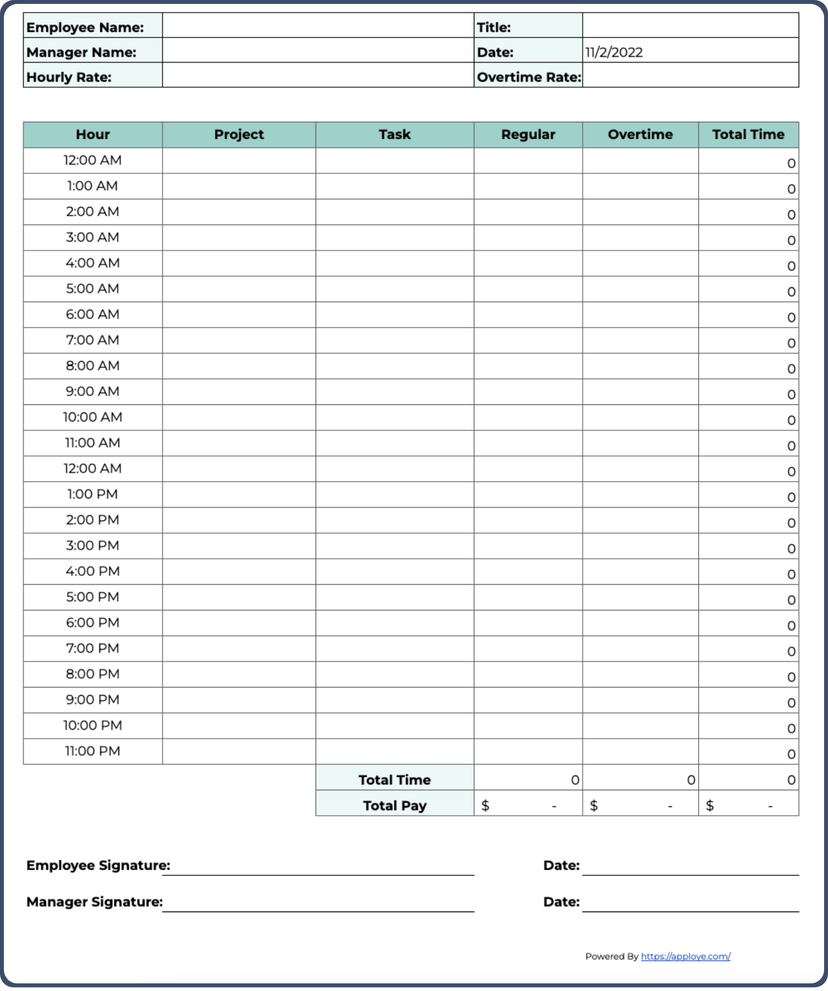 Every Hour Time Tracker