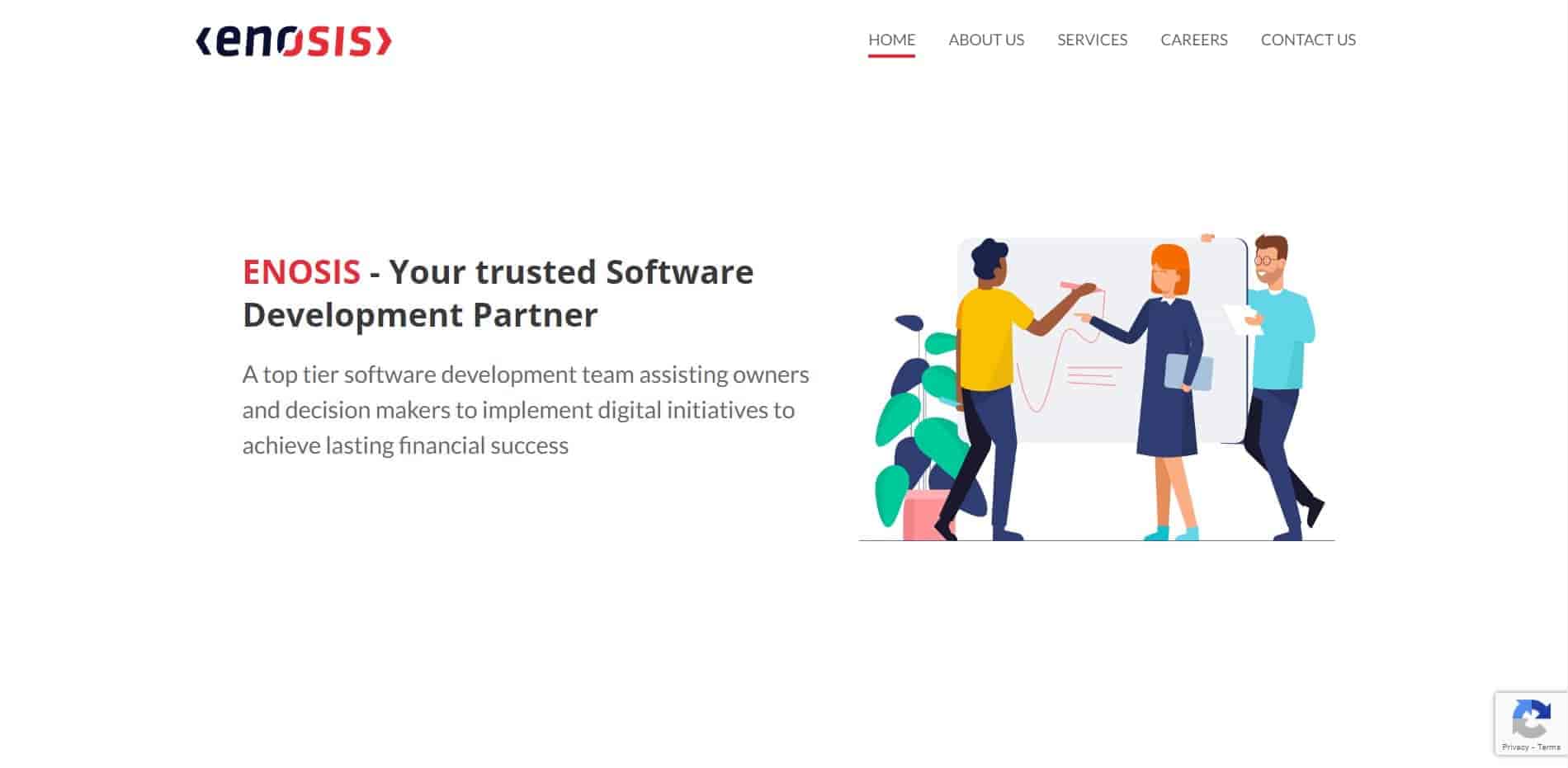 An still image of Enosis, one of the best software companies in Bangladesh mentioning 'Your trusted software development partner' and other details into their services.