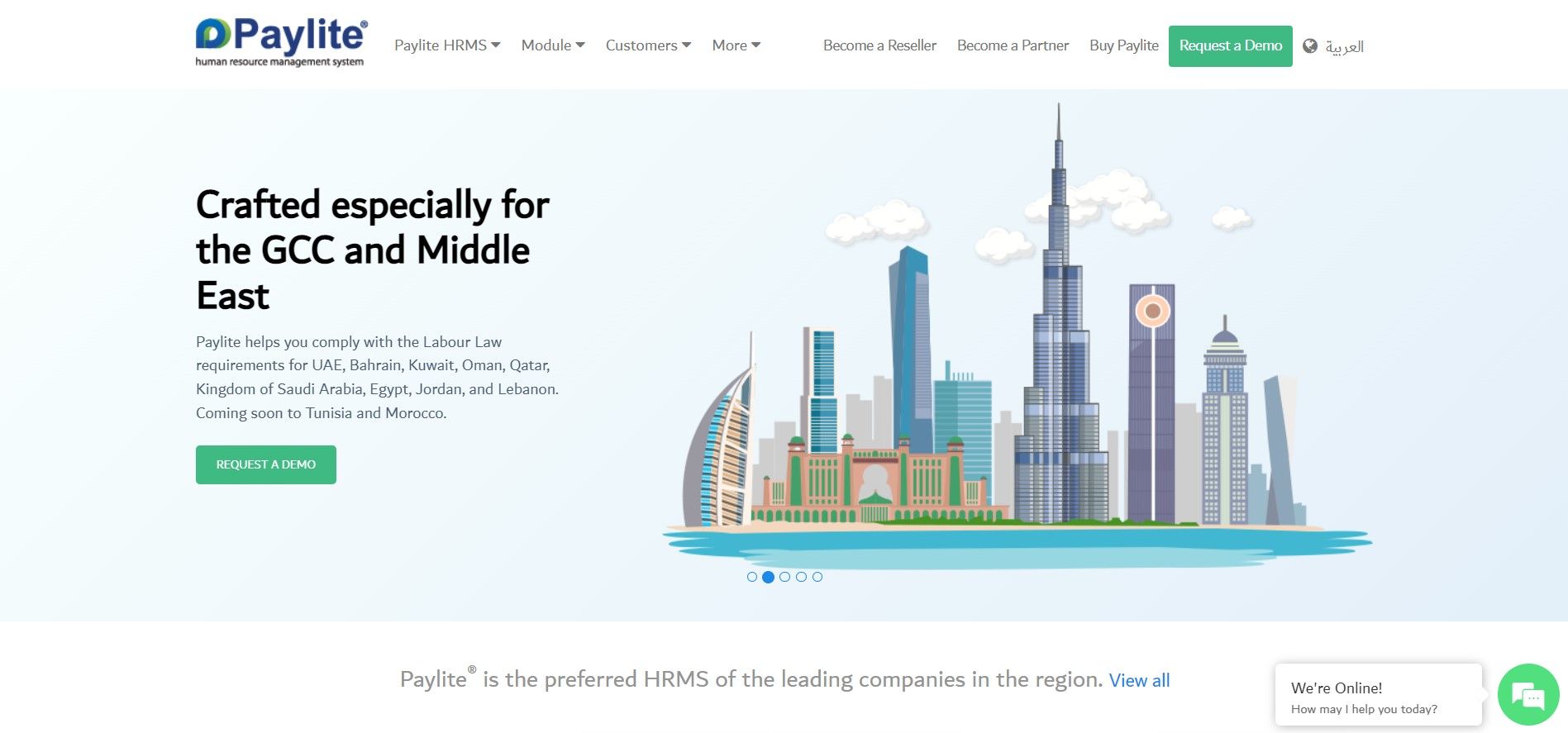 An image of Paylite HRMS, mentioning crafted specially for GCC and Middle East