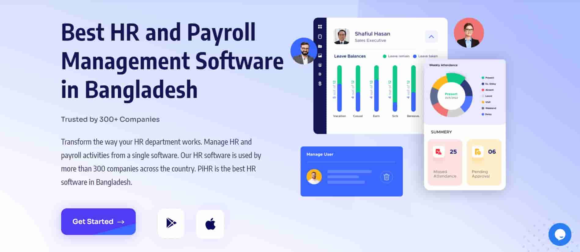 An image of PiHR, which is one of the best HR software from Bangladesh for payroll management