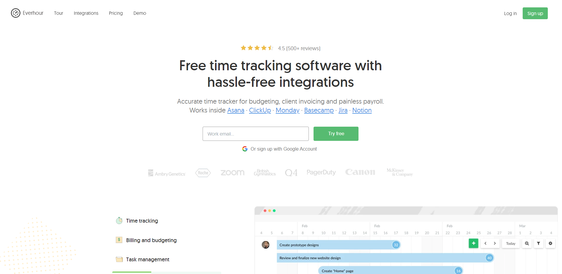 Everhour, one of the top time tracking software for VAs