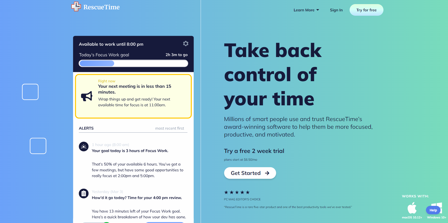 RescueTime: Fully Automated Time Tracking Software