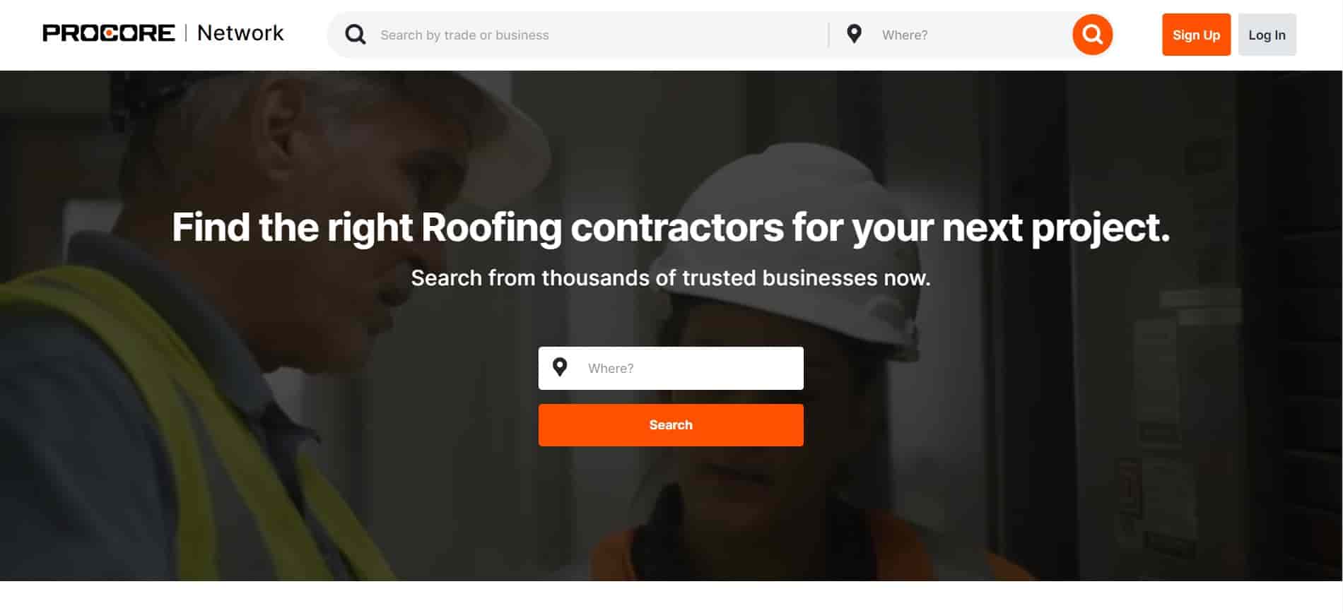 Procore's website roofing section's screenshot