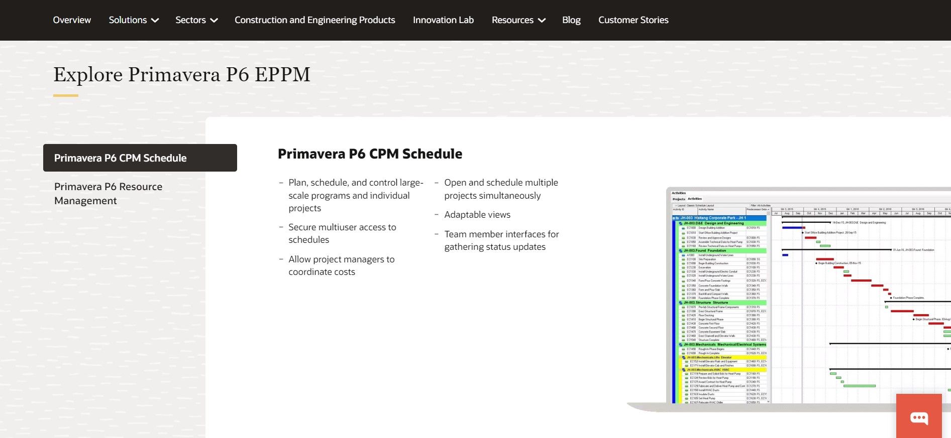 Primavera P6 homepage which is a construction schedule management software