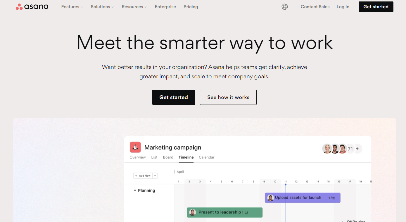 Asana. a top virtual assistant software for managing projects