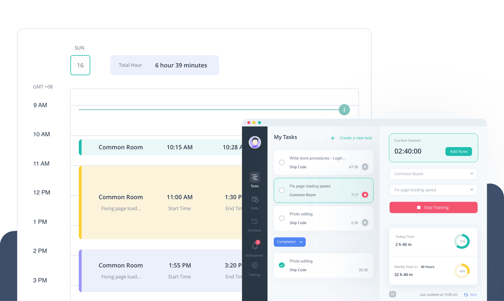 Tracking and managing time while working from home