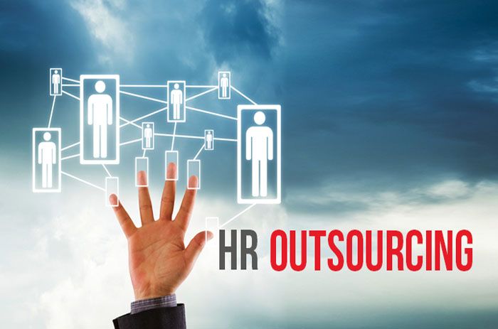 HR outsourcing with fingers and net connecting people