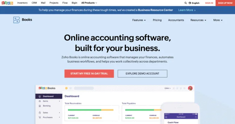 Zoho Books, a top virtual assistant software