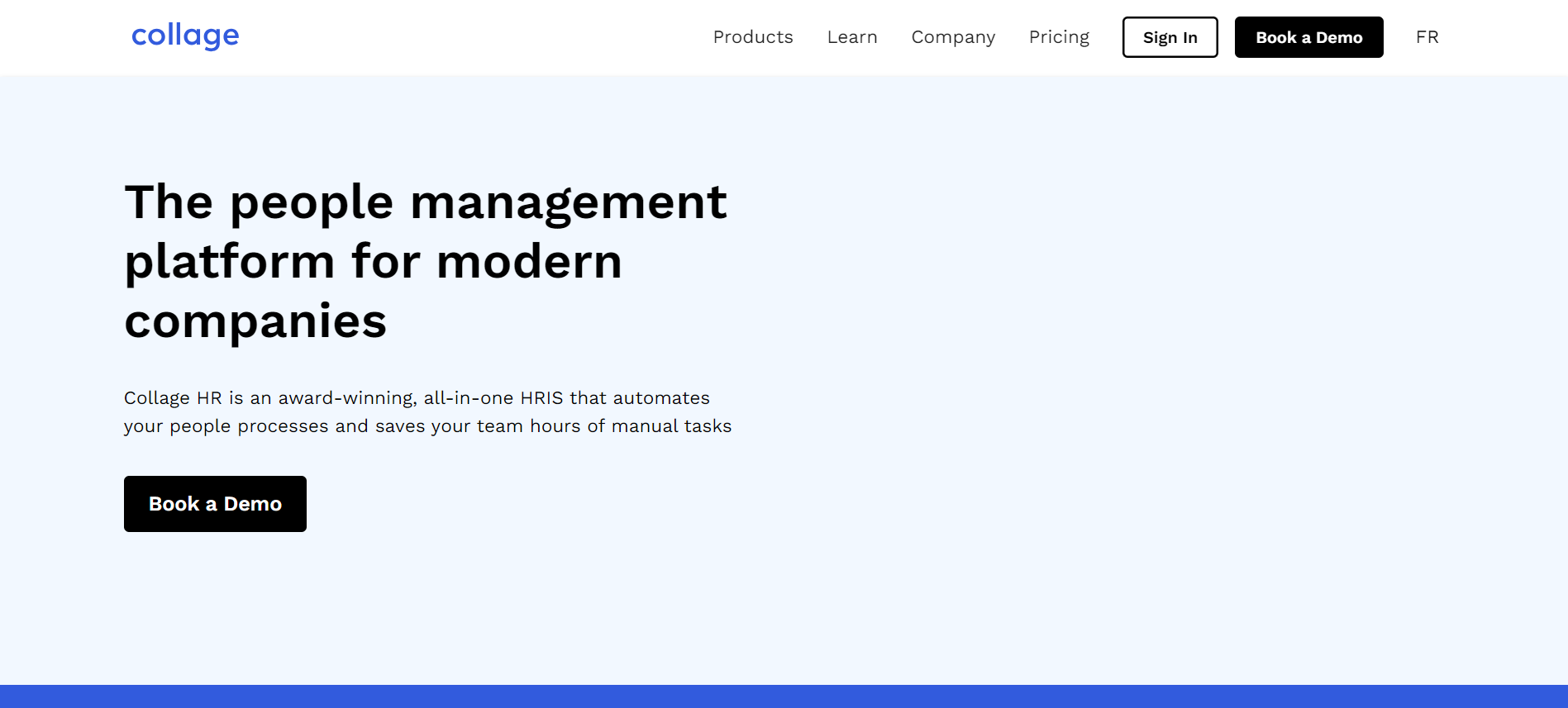 Homepage of Collage where it's written 'the people management platform for modern companies'