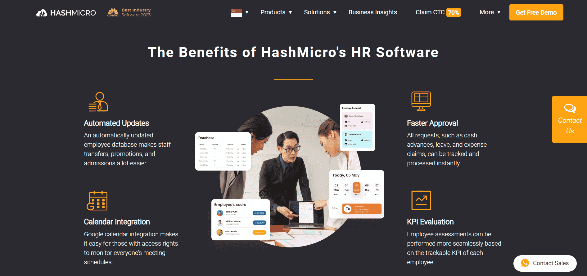 Homepage image of Hashmicro, mentioning about the benefits can get from using this software