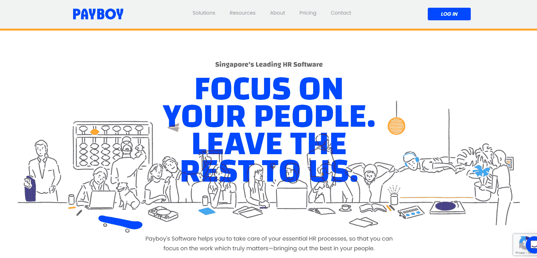 Homepage of Payboy, mentioning 'Focus on your people. Leave the rest to us'