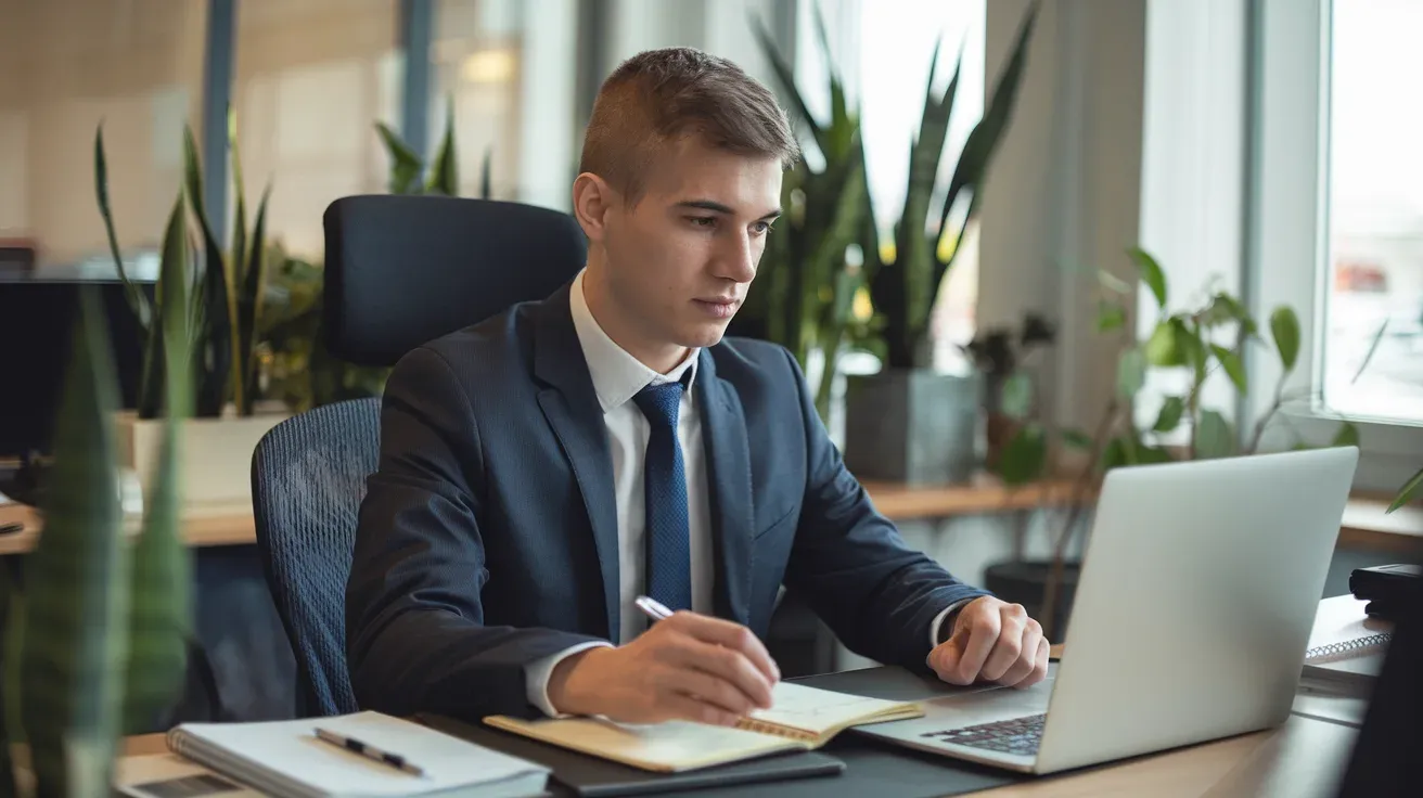 A young aged man working on desk calculating cycle time.