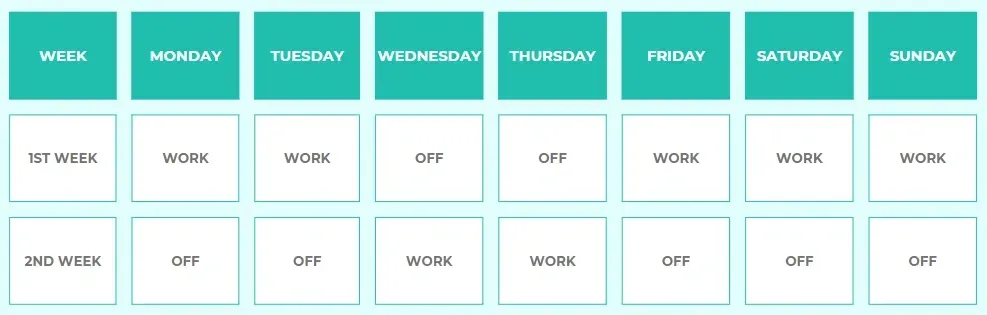 Image of 2-2-3 Schedule for individual employees