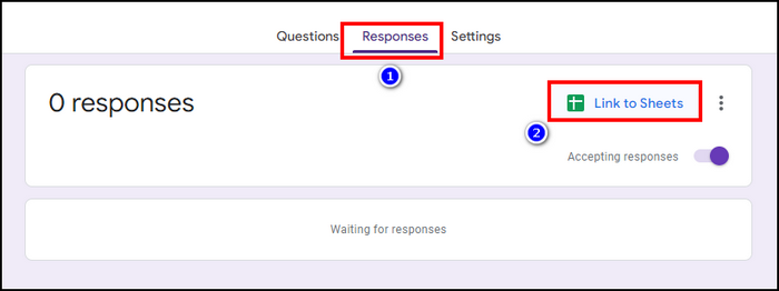 Image of linking Google Forms responses to Google Sheets