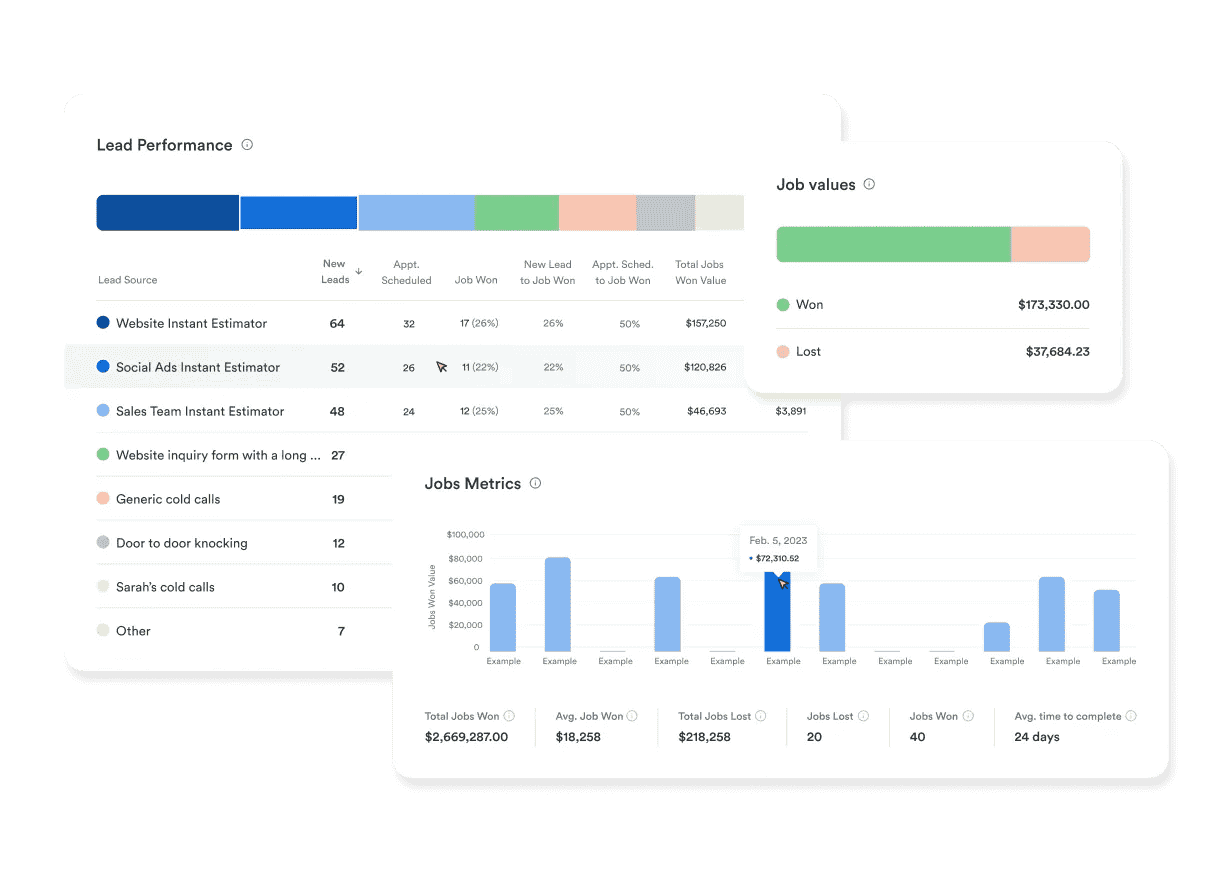 Roofr roofing contractor software dashboard with several features.