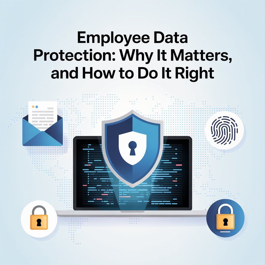  Infographic on employee data protection, its importance, and best practices for effective implementation.