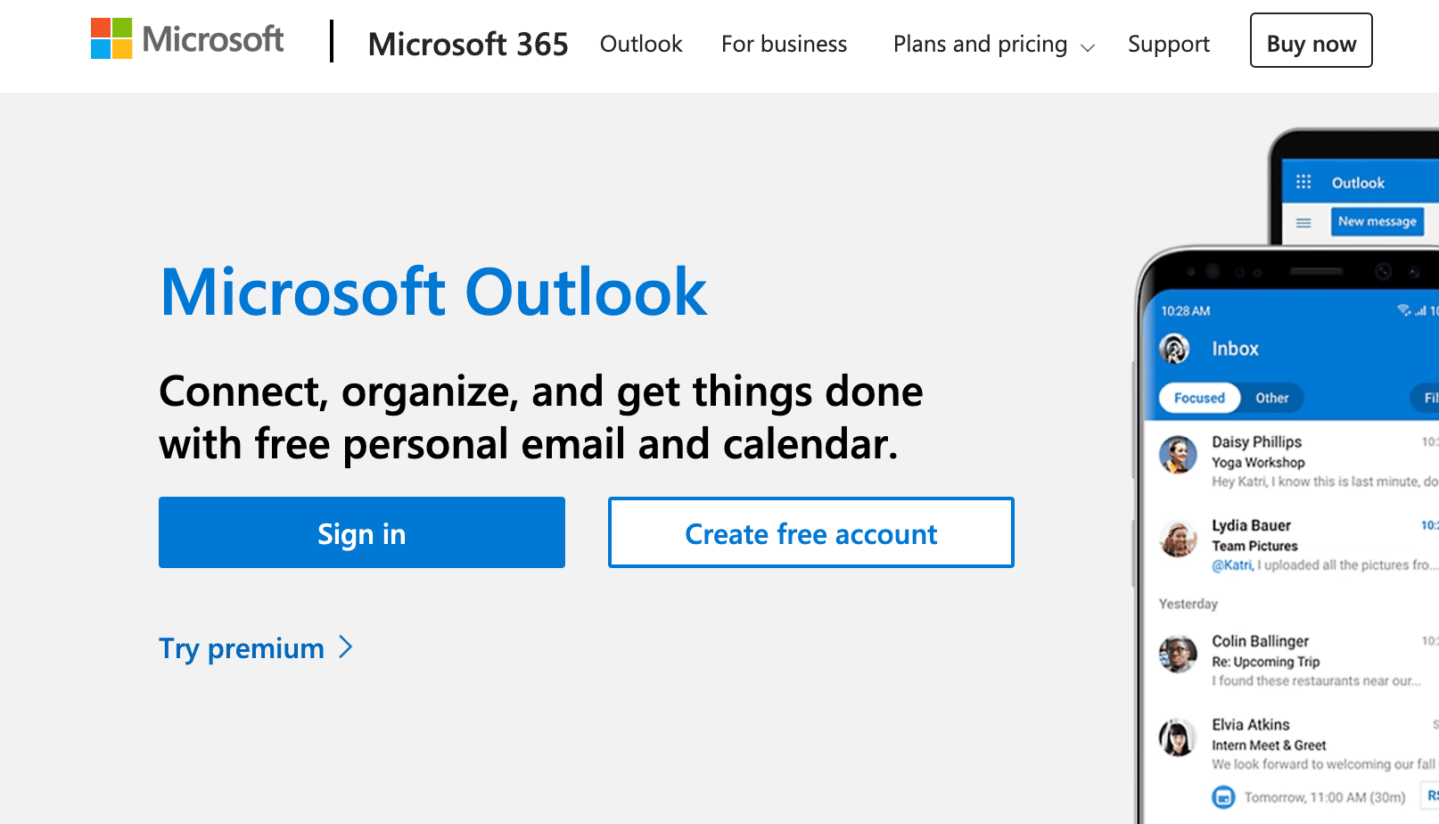 Microsoft Outlook sign-in page.