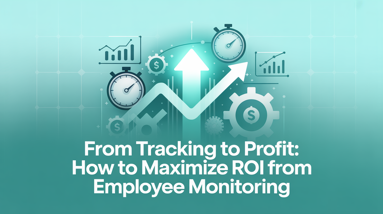 A blend of time tracking, analytics, and dollar signs indicating ROI through employee tracking.