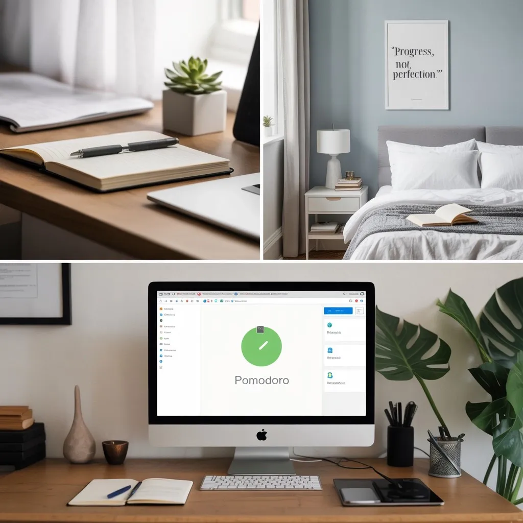 A minimalist, tidy workspace, bedroom, and digital space designed to boost productivity.