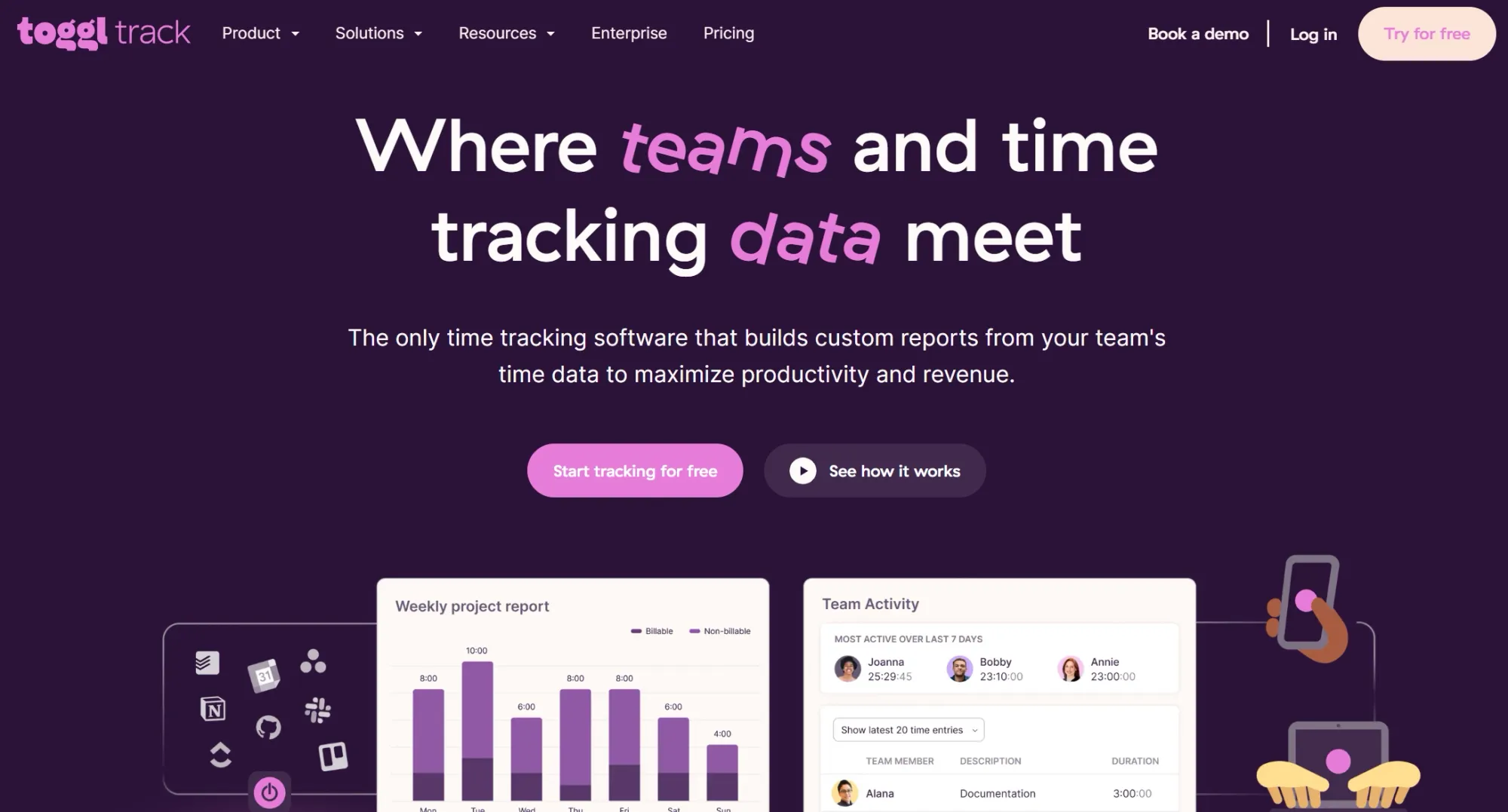 Toggl homepage.