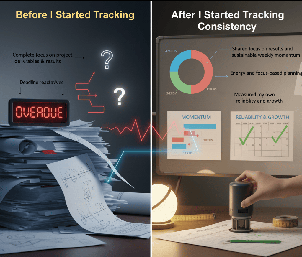 Before and after effect of consistency tracking