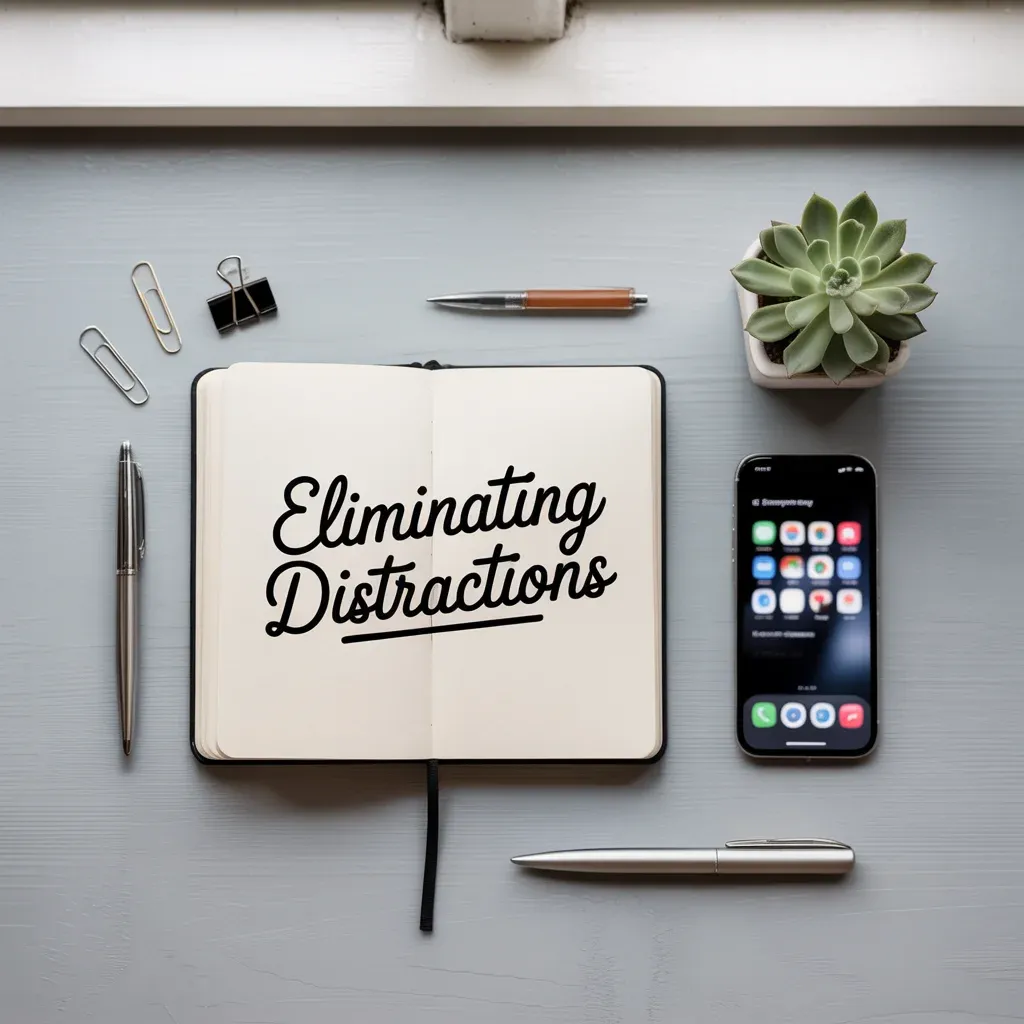 Diary and smartphone with work essentials