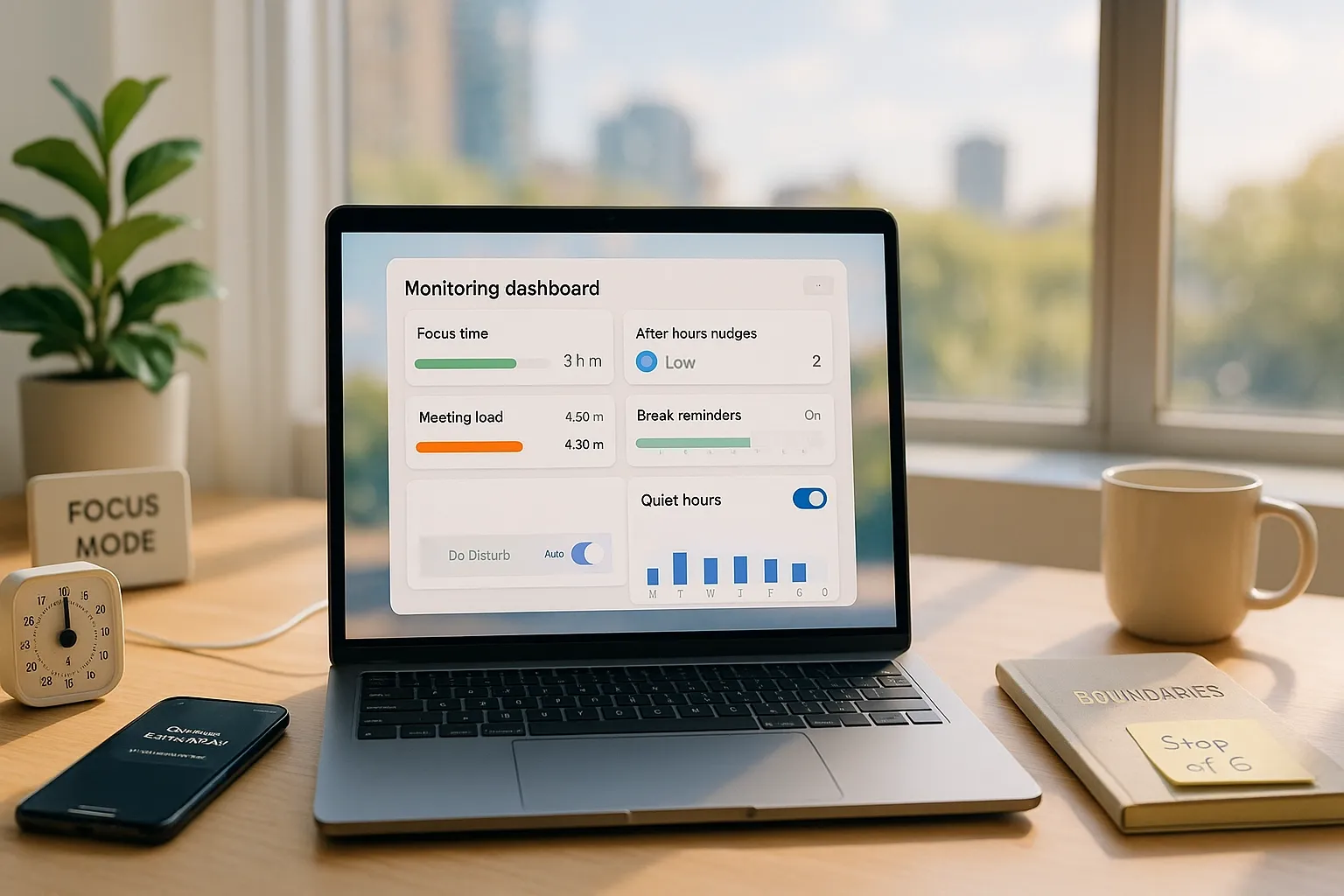 Monitoring tool dashboard helping employees set their own boundaries.