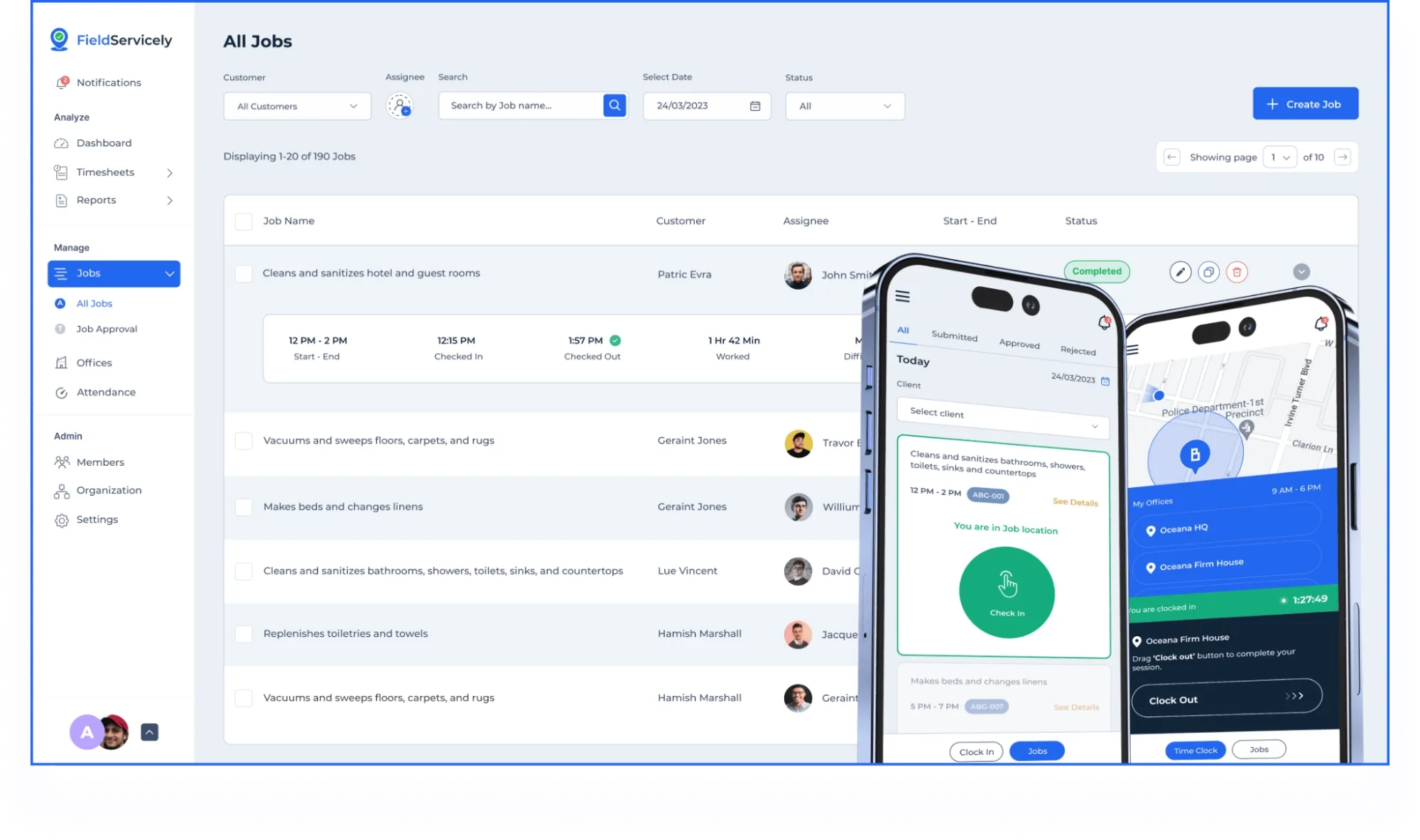 Fieldservicely dashboard