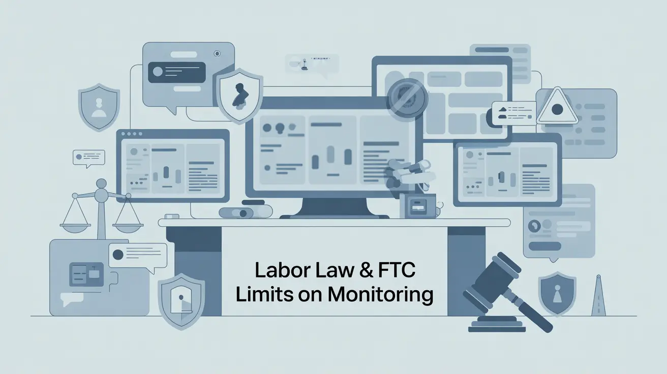 Illustrated banner highlighting the labor law limits of monitoring