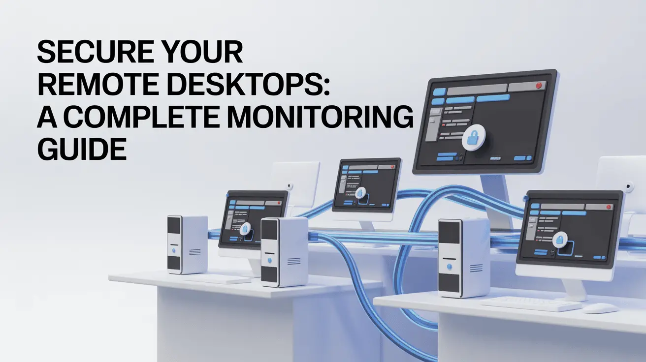 Several computers connected and secured with monitoring