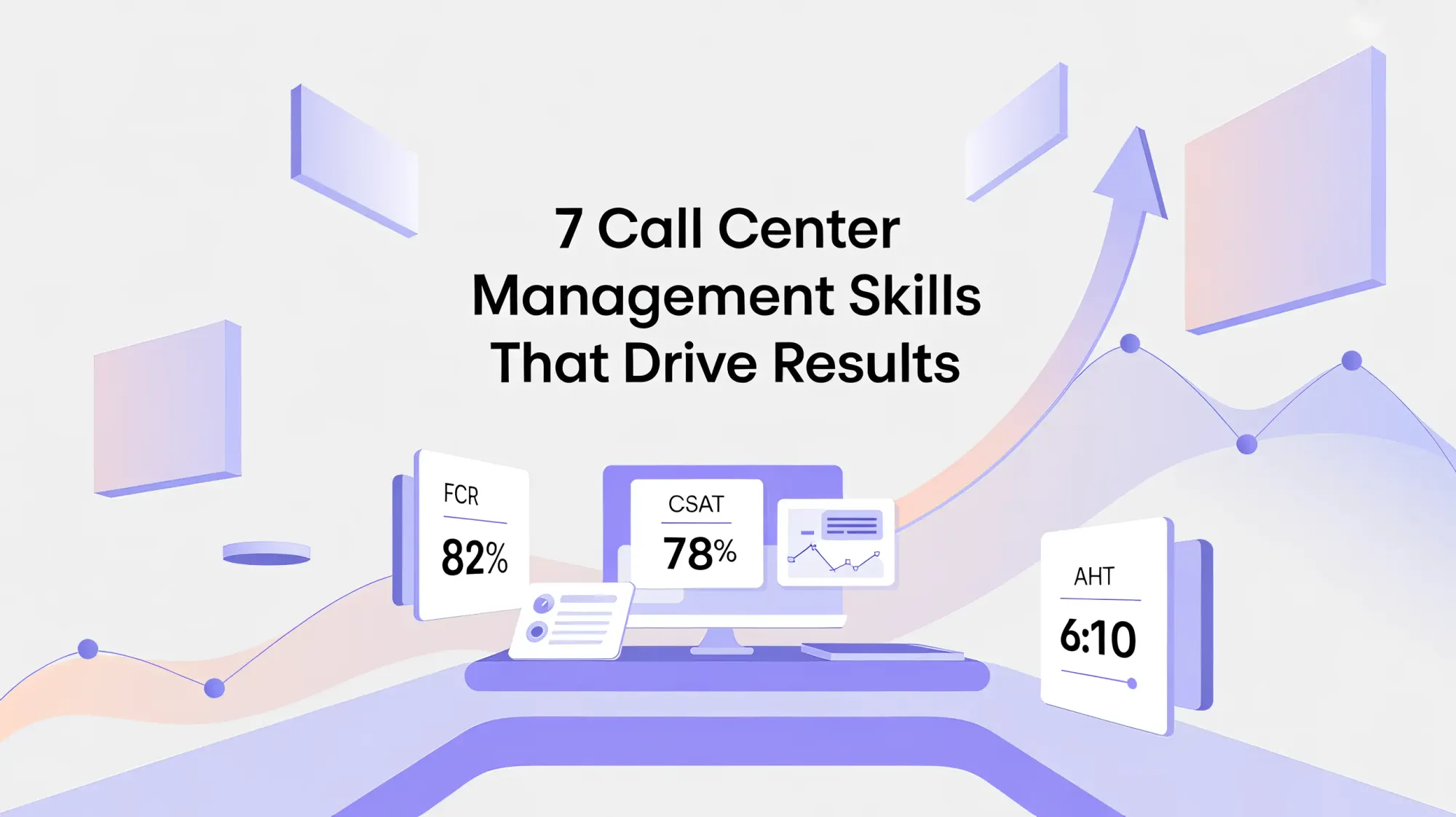 A modern call center setup with multiple KPIs floating around.