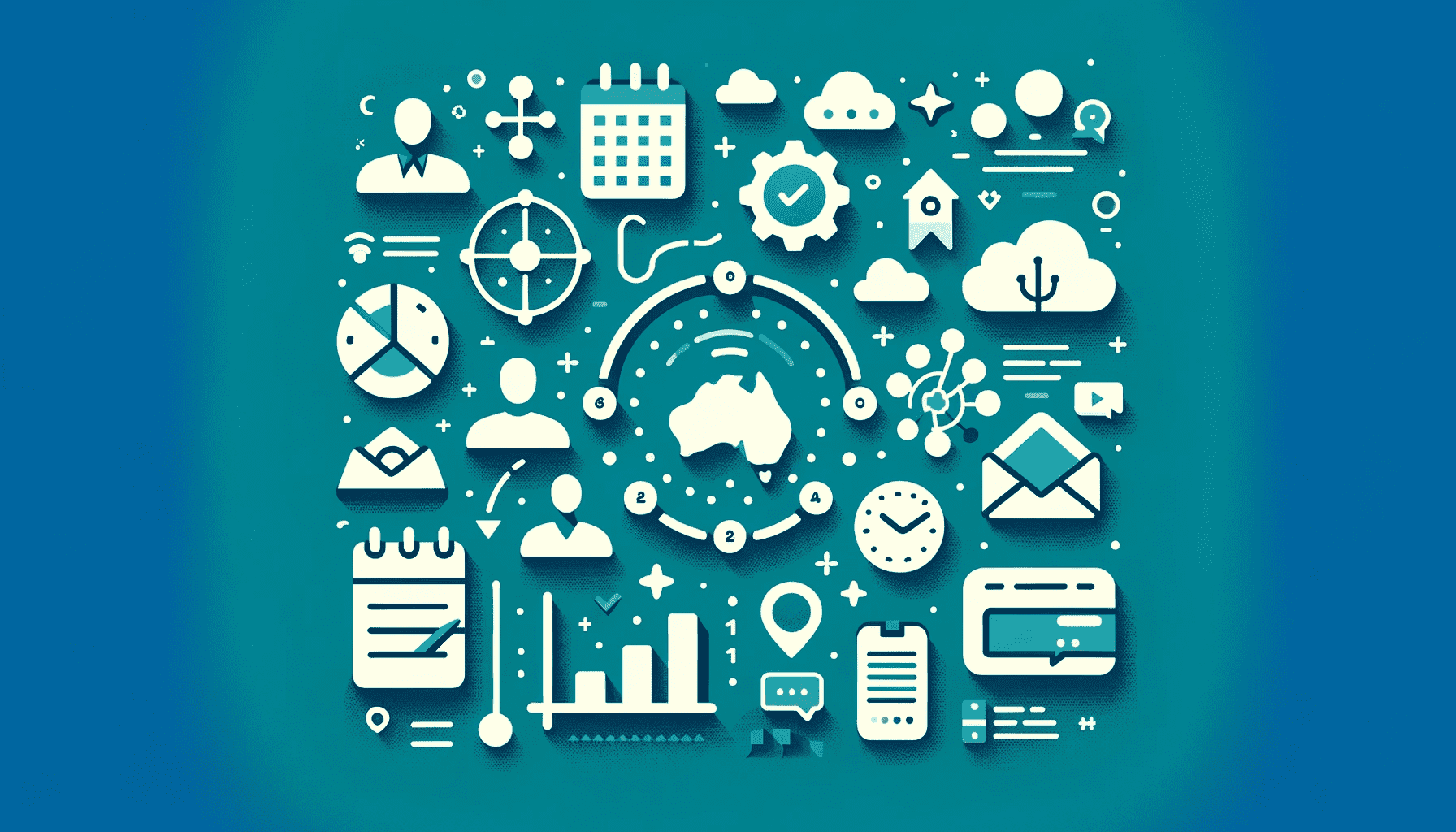 Hero image for 'Best HR Software in Australia' article, featuring Australian map and surrounding HR system icons