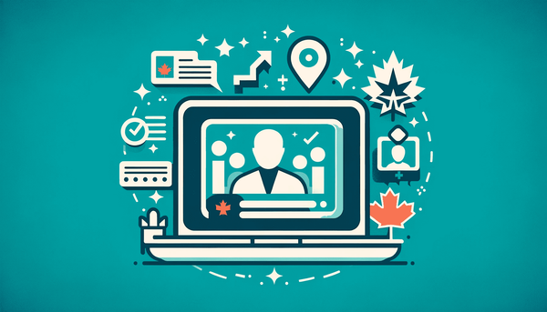 Hero image for the article named 'Best HR Software in Canada' showing some hr symbols and iconic maple leaf for Canada