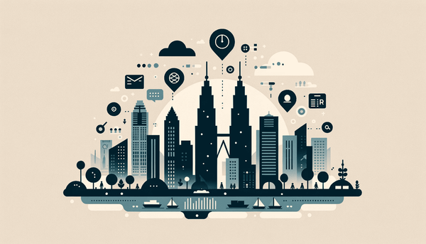 Hero image for the article named "Best HR Software in Malaysia" showing various HR symbols and Malaysian landmarks.