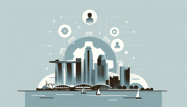 Hero image this article named 'Best HR Software in Singapore' showing landmarks of Singapore and different HR system symbols