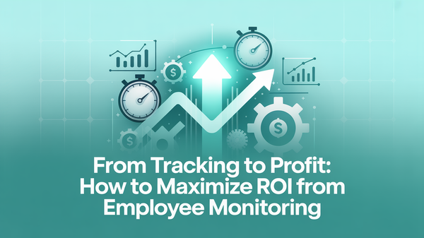 A blend of time tracking, analytics, and dollar signs indicating ROI through employee tracking.