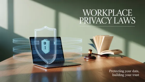 Modern office with workplace privacy and legal protection laws.