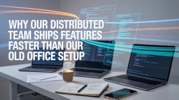 three laptops with a notebook pen phone and a cup of coffee