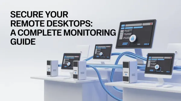 Several computers connected and secured with monitoring